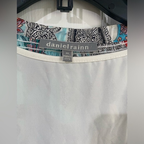 Daniel Rainn DR2 Blouse Womens Plus 2X Paisley Floral Balloon 3/4 Sleeve 2 Piece - Picture 4 of 15